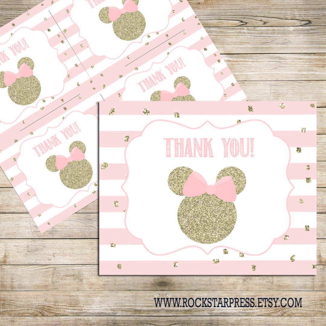 Minnie Mouse Thank You Card, INSTANT DOWNLOAD, Digital File, Printable ...
