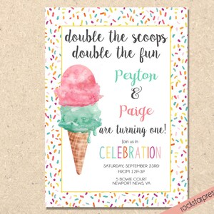 Twin Birthday Party Invitation, Printable, Two is Better Than One, Digital Download _1311 image 1