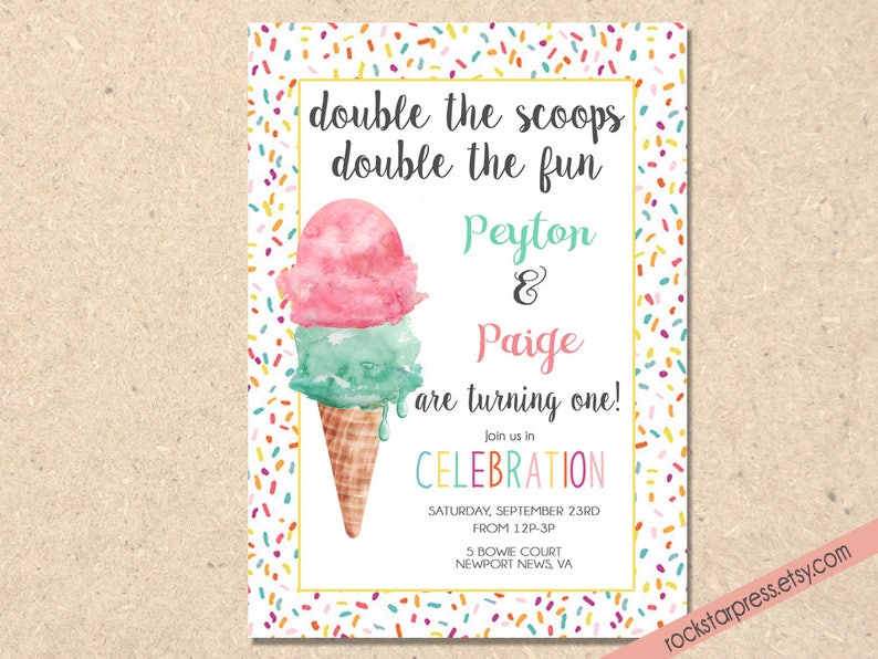 Twin Birthday Party Invitation, Printable, Two is Better Than One, Digital Download _1311 image 1