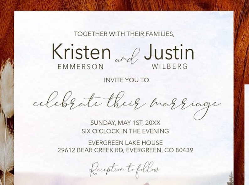 Watercolor Mountain and Wildflower Wedding Invitation wedding invite suite _1404 image 3