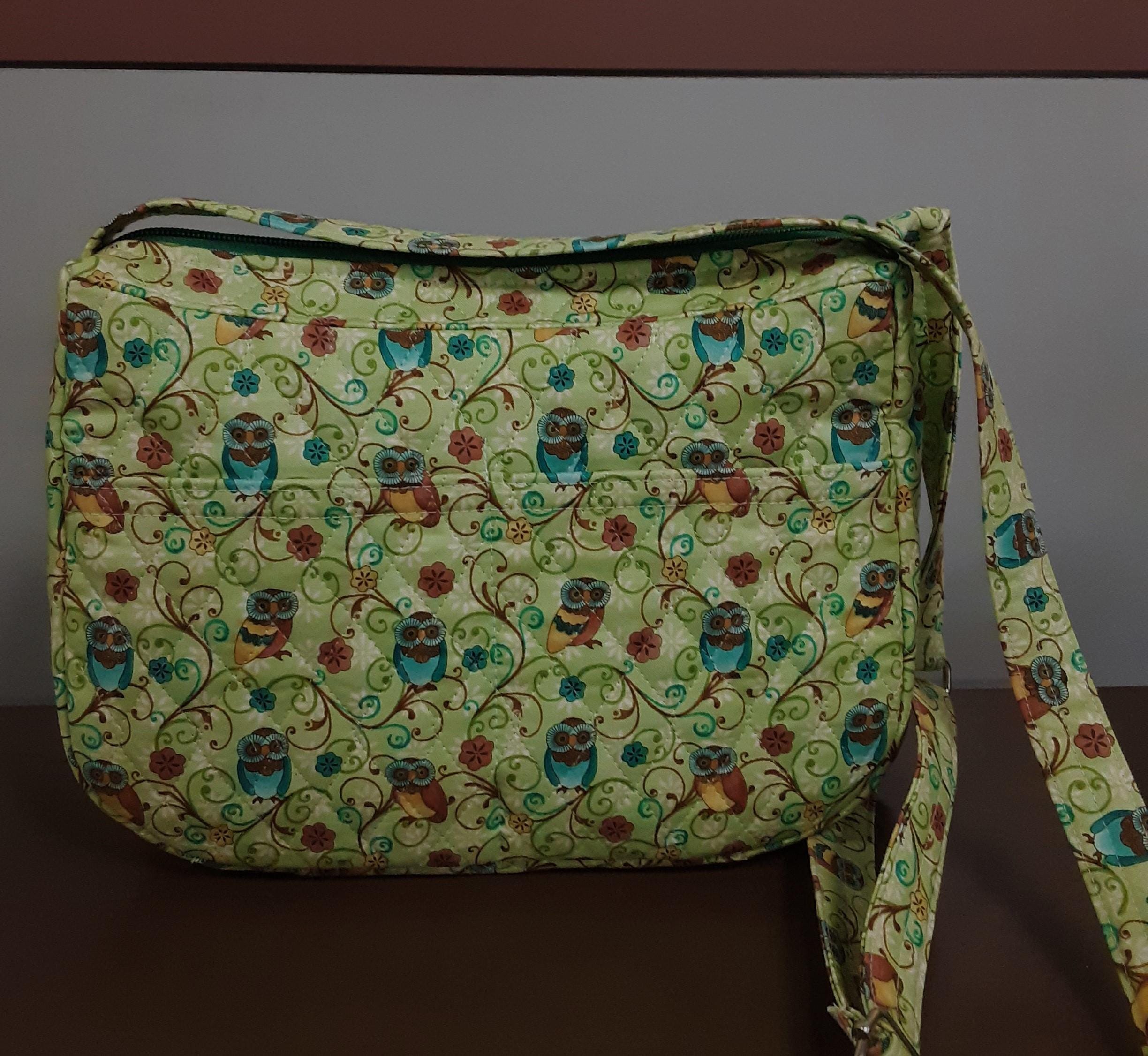 Quilted Crossbody Bag: Owl Print Cotton Handbag