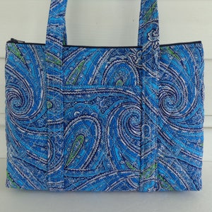 Etro Flat, Medium Jacquard Paisley Shopping Bag in Blue, Orange & Cream