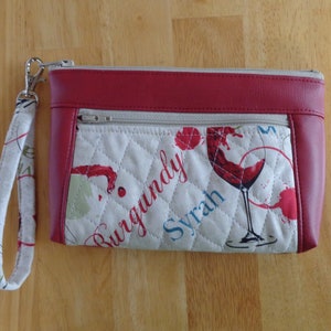Bolso Devon Bolso de mano Copa de vino borgoña Nombres de vino Bolso de vinilo Bolso de maquillaje