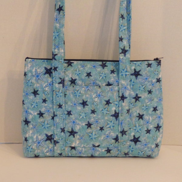 Navy Cloud reversible quilted bag
