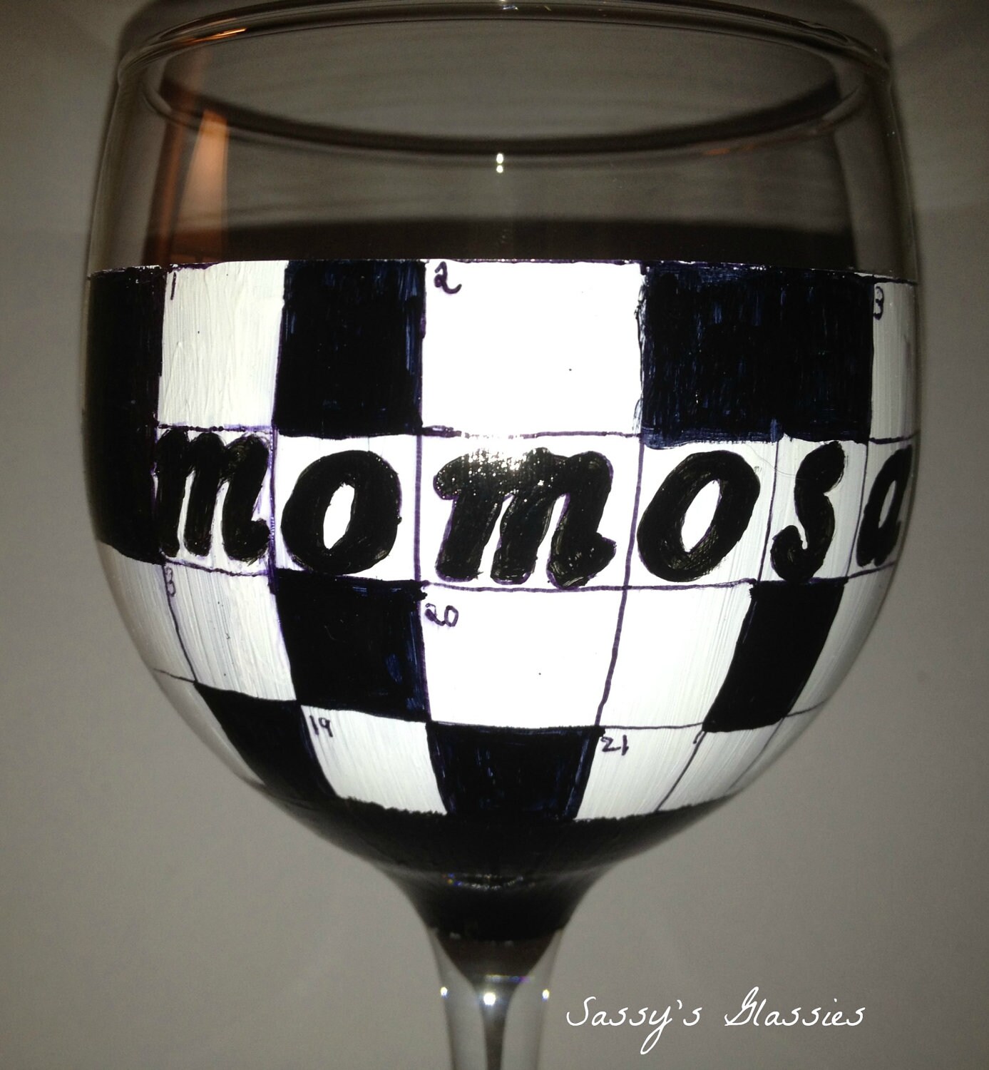 Crossword Puzzle Wine Glass Etsy