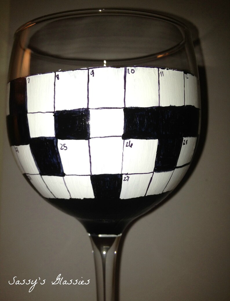 Crossword Puzzle Wine Glass Etsy