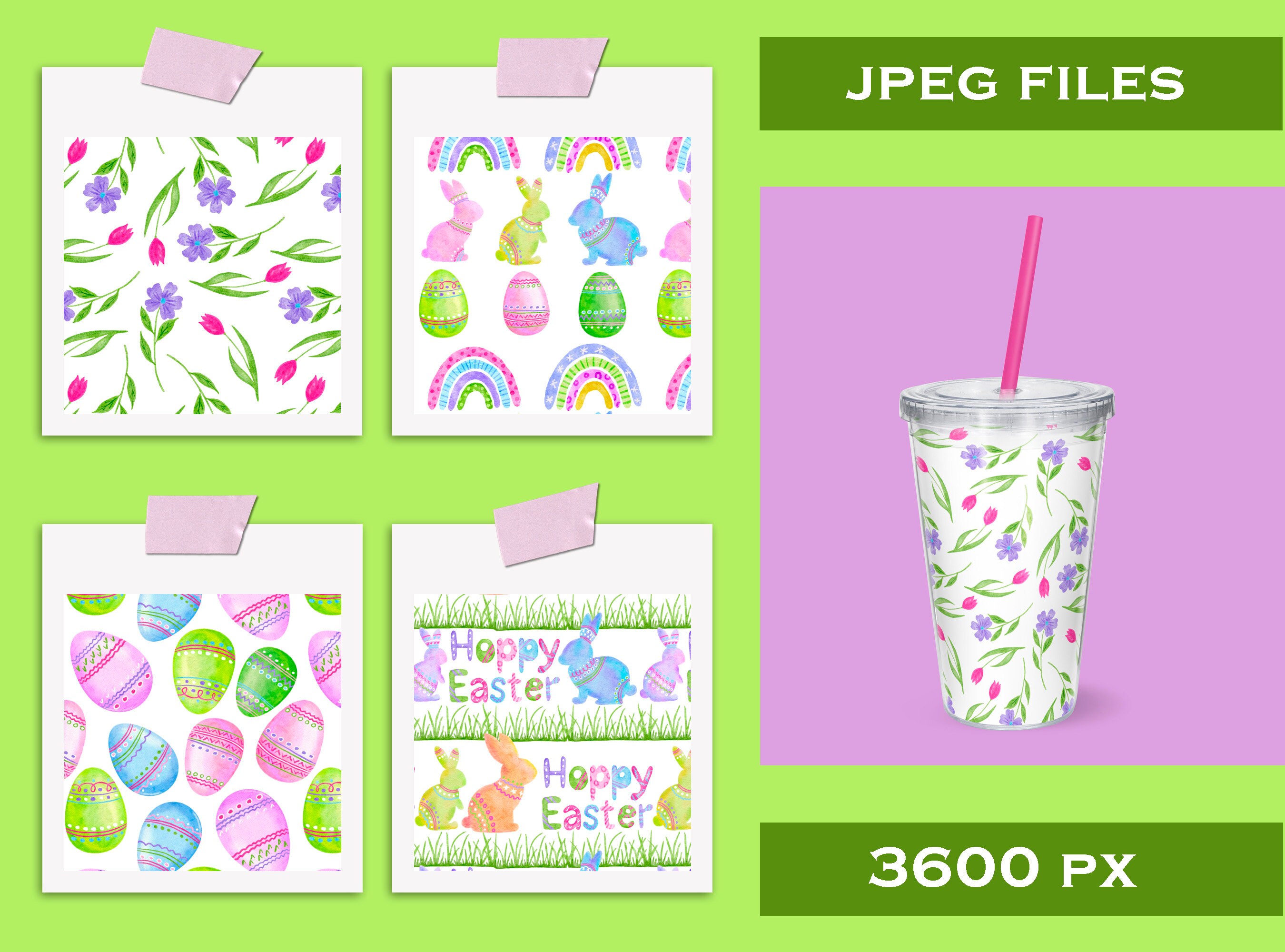 Easter Bunnies Digital Paper, Rainbow Seamless Pattern File, Easter ...