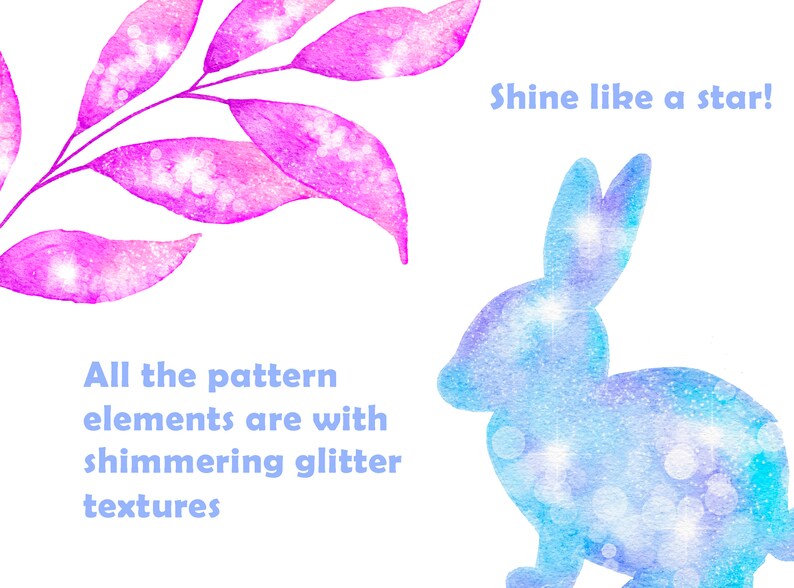 Easter Glitter Digital Paper, Shiny Bunnies Seamless Pattern File ...
