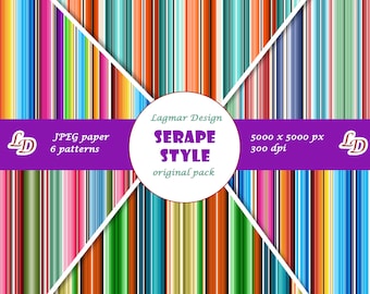 Serape digital paper, Mexican summer seamless pattern files, Download printables, Mexican aztec striped blanket, Fiesta print