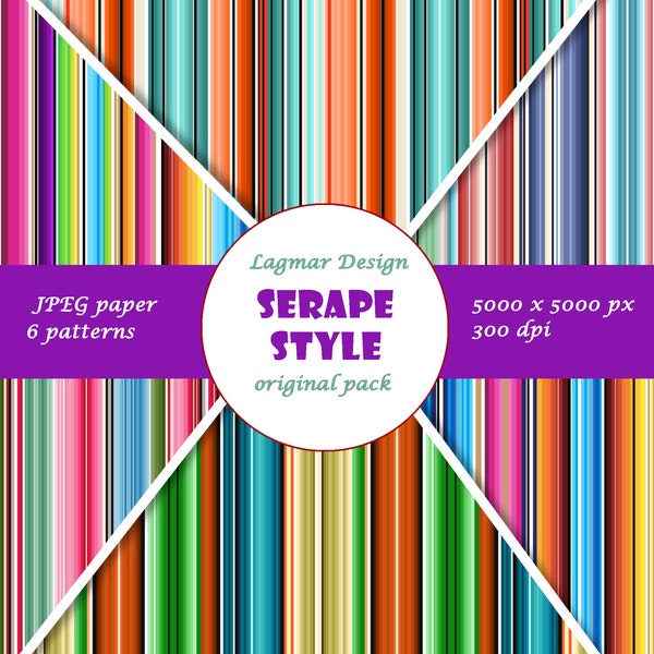 Serape digital paper, Mexican summer seamless pattern files, Download printables, Mexican aztec striped blanket, Fiesta print