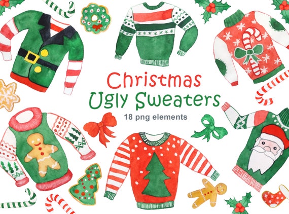 Ugly Sweater Clipart, Christmas Sweater Clipart, Party Invitation