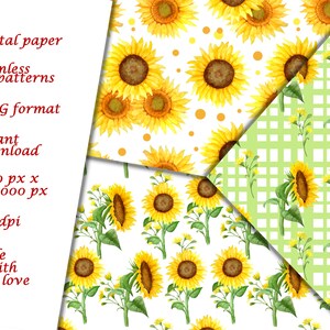 Sunflower Digital Paper / Summer Digital Paper / Gingham - Etsy