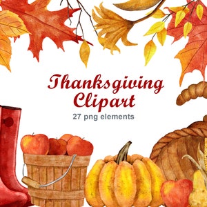 Erntedank Clipart PNG digitale Dateien, Herbst Herbst Blätter Äpfel Mais Beeren, Kürbis Ernte Bauernhaus