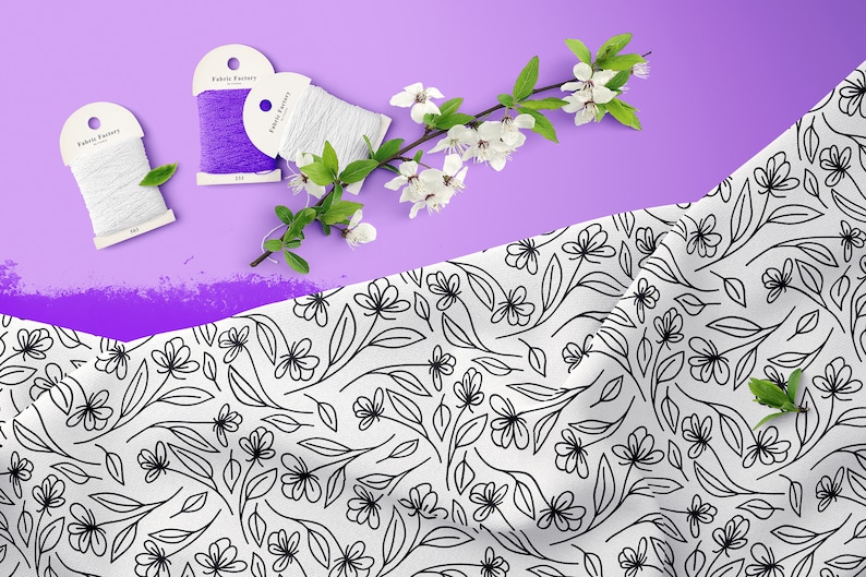 Black and White Floral Digital Paper, Flower Seamless Pattern File ...