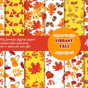 Wald Pilz Digitales Papier, Herbst Herbst Blätter Beeren nahtlos Muster Datei, Rote Pilze Gras Sublimation Druck, Thanksgiving Design