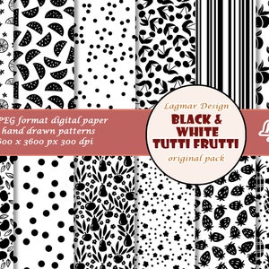 Einfarbiges Obst digitales Papier, Sommergarten nahtlose Musterdatei, Tutti Frutti printable, Apfel Ananas Birne Erdbeere Kirsche