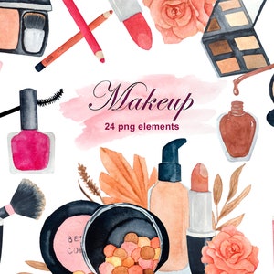 Makeup clipart png / Beauty fashion clipart / Cosmetics image files / Makeup vanity brushes printables