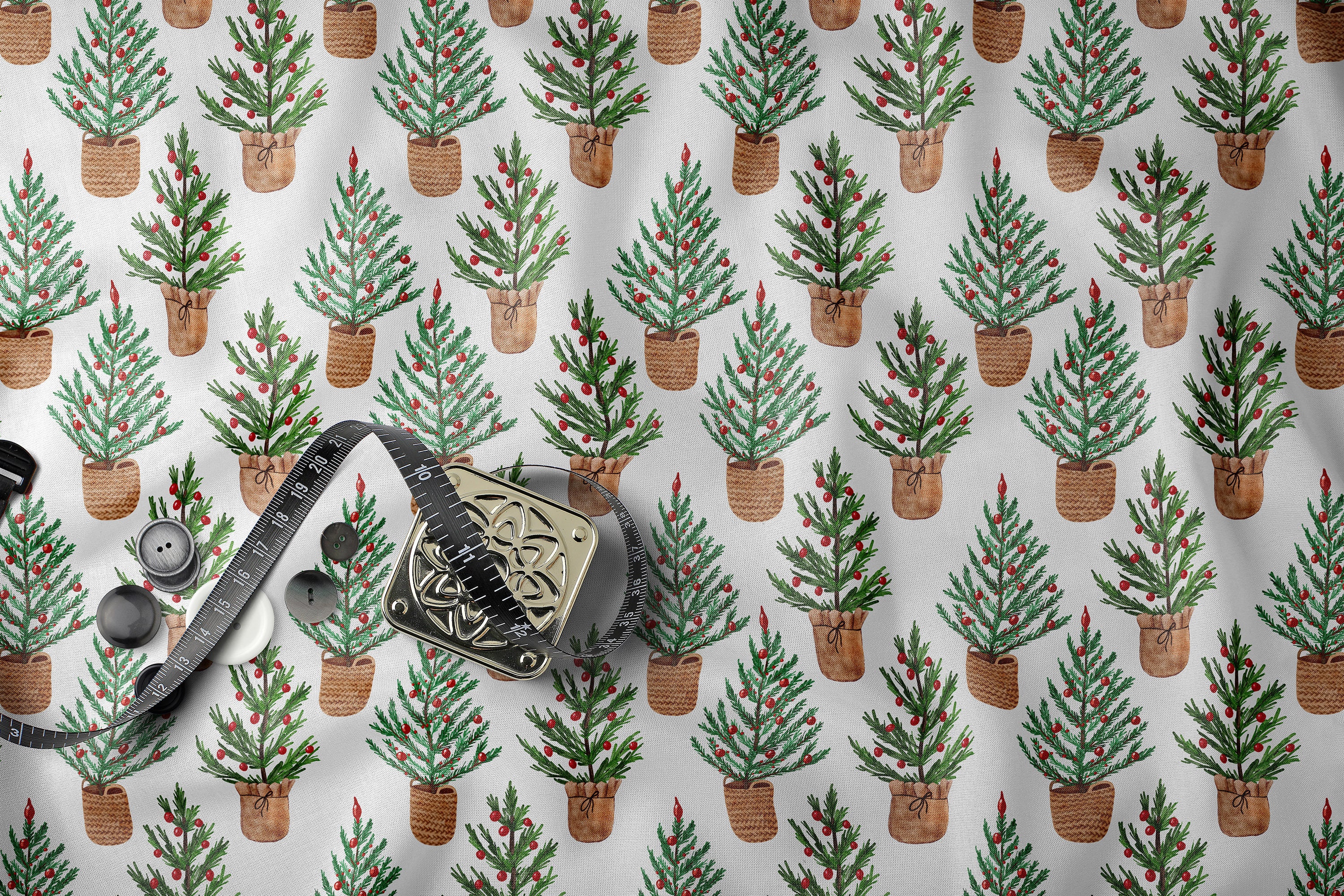 Christmas Tree Digital Paper, Watercolor Winter Seamless Pattern File ...
