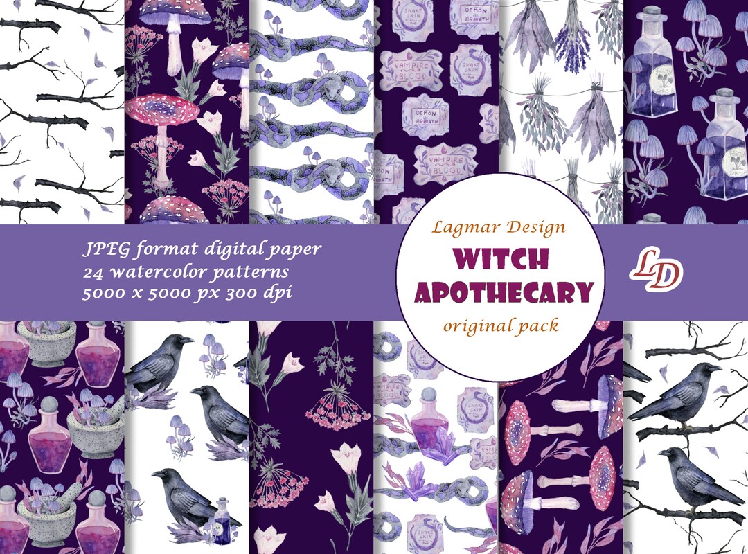 Witch Digital Paper, Spooky Halloween Fall Seamless Pattern File ...