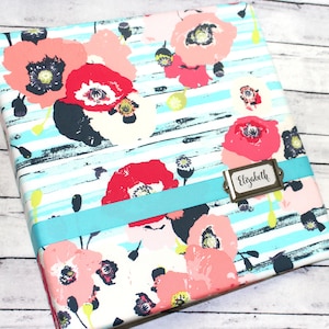 3 Ring Binder, Personalized binder, Watercolor Floral Binder, Rustic boho binder, fabric 3 ring binder, personalized planner notebook, cute