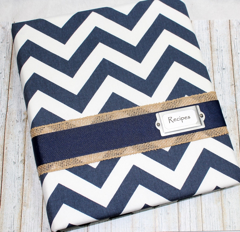 Recipe binder with dividers navy recipe binder blue chevron etsy