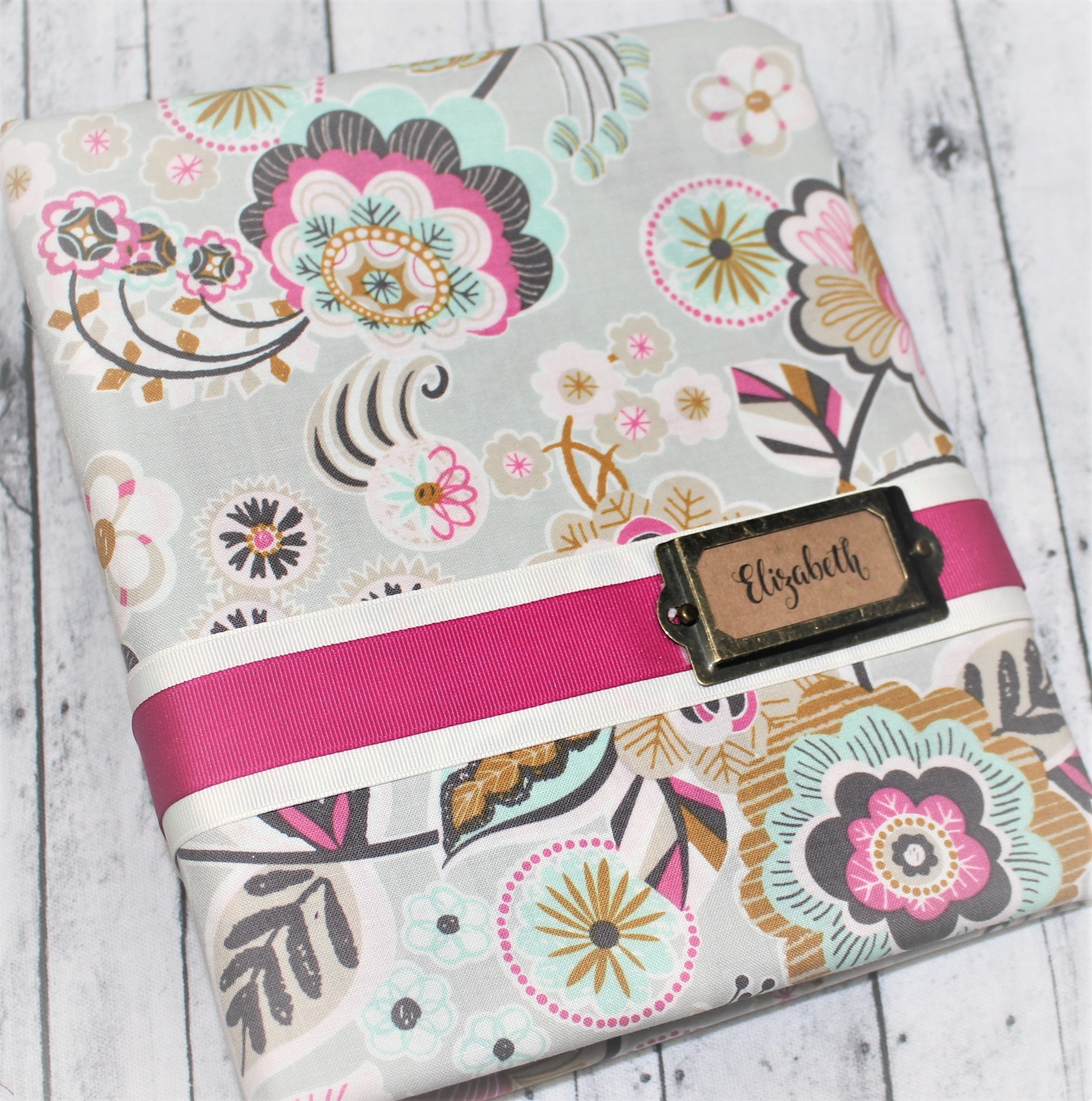 Personalized binder 3 ring notebook floral fabric covered Etsy