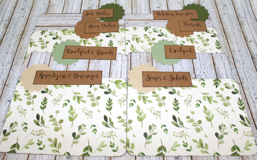 Recipe Box Dividers, 4 X 6 Recipe Dividers, 5 X 7 Dividers, Recipe