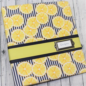 Recipe Binder, Lemon Recipe Binder, Recipe Dividers, Navy and Yellow Recipe Book, Custom Recipe Dividers, Recipe Organizer, Recipe Notebook