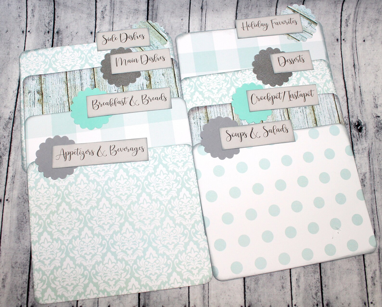 Recipe Dividers Recipe Box Dividers Mint Recipe Card Etsy