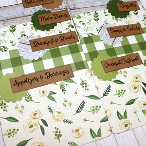Recipe Dividers 4 x 6, Recipe Card Dividers, 5 x 7 Recipe Box Dividers, Floral Recipe Dividers, 3 x 5 Recipe Dividers, personalized, custom