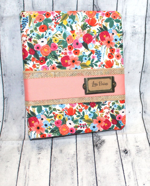 3 Ring Binder, Personalized Binder, Coral and Pink Flowers, Boho Floral 3  Ring Binder, Personalized Planner, Fabric Covered Binder, Notebook 