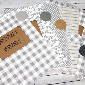 Gray Recipe Binder Dividers, 8.5 x 11 Dividers, Rustic Recipe Book Dividers, Buffalo check dividers, Modern Farmhouse, Cookbook, Custom