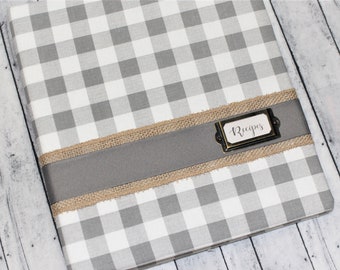 Recipe Binder, Farmhouse Recipe Binder, Gray Recipe Binder, Recipe Binder Dividers, Blank Recipe Book, Buffalo Plaid, Rustic, Gift for him