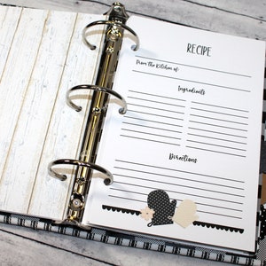 Recipe Binder, Black and White Recipe Book, Custom Cookbook, Recipe ...