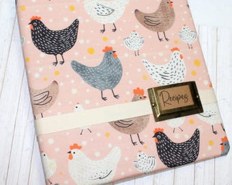 3 Ring Farmhouse Recipe Binder with Recipe Dividers, Cookbook organizer, Custom Recipe Book, 8.5 x 11 Recipe Binder, Cooking Gift, Chickens