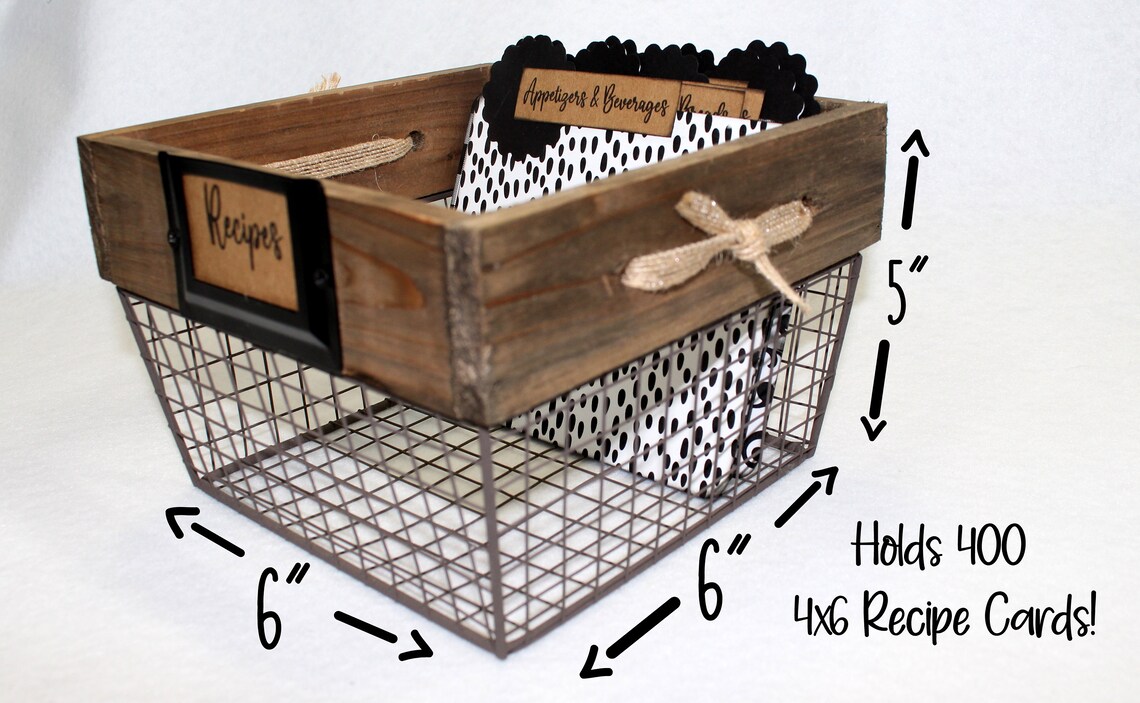 Rustic Recipe Box 4 X 6 Recipe Box Black and White Recipe Etsy