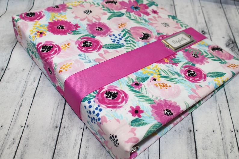 Personalized binder, 3 ring binder, pink floral binder, home management binder, 3 ring notebook, personalized planner, fabric covered binder image 2