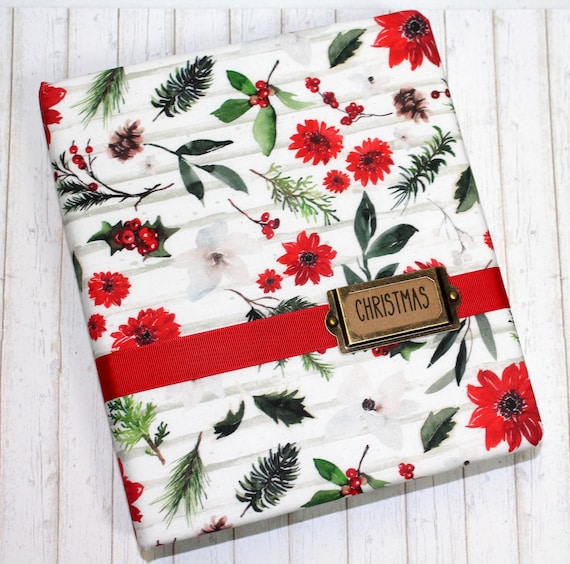 holiday card binder Christmas Binders A holiday red linen cover with gold foil detailing adds the perfect touch of holiday style. Christmas Card Booklet  5x7