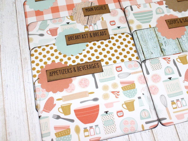 Recipe Dividers, Retro Kitchen Recipe Dividers, Recipe Card Dividers, 4 ...