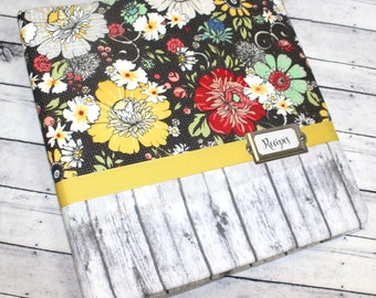 Rustic Floral Recipe Binder, Recipe Dividers, Large Recipe Binder, Recipe Book Binder, Family Recipes, Fabric 3 Ring Notebook, Custom