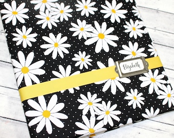 Personalized binder, 3 ring binder, fabric covered floral binder, daisy, teacher binder, cute school binder, budget planner, custom gift