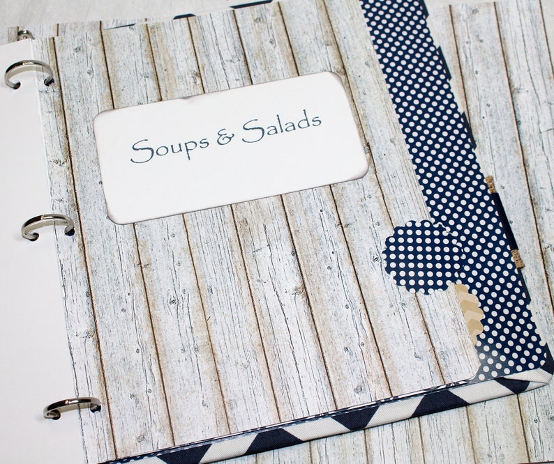 Recipe Binder with Dividers Navy Recipe Binder Blue Chevron Etsy