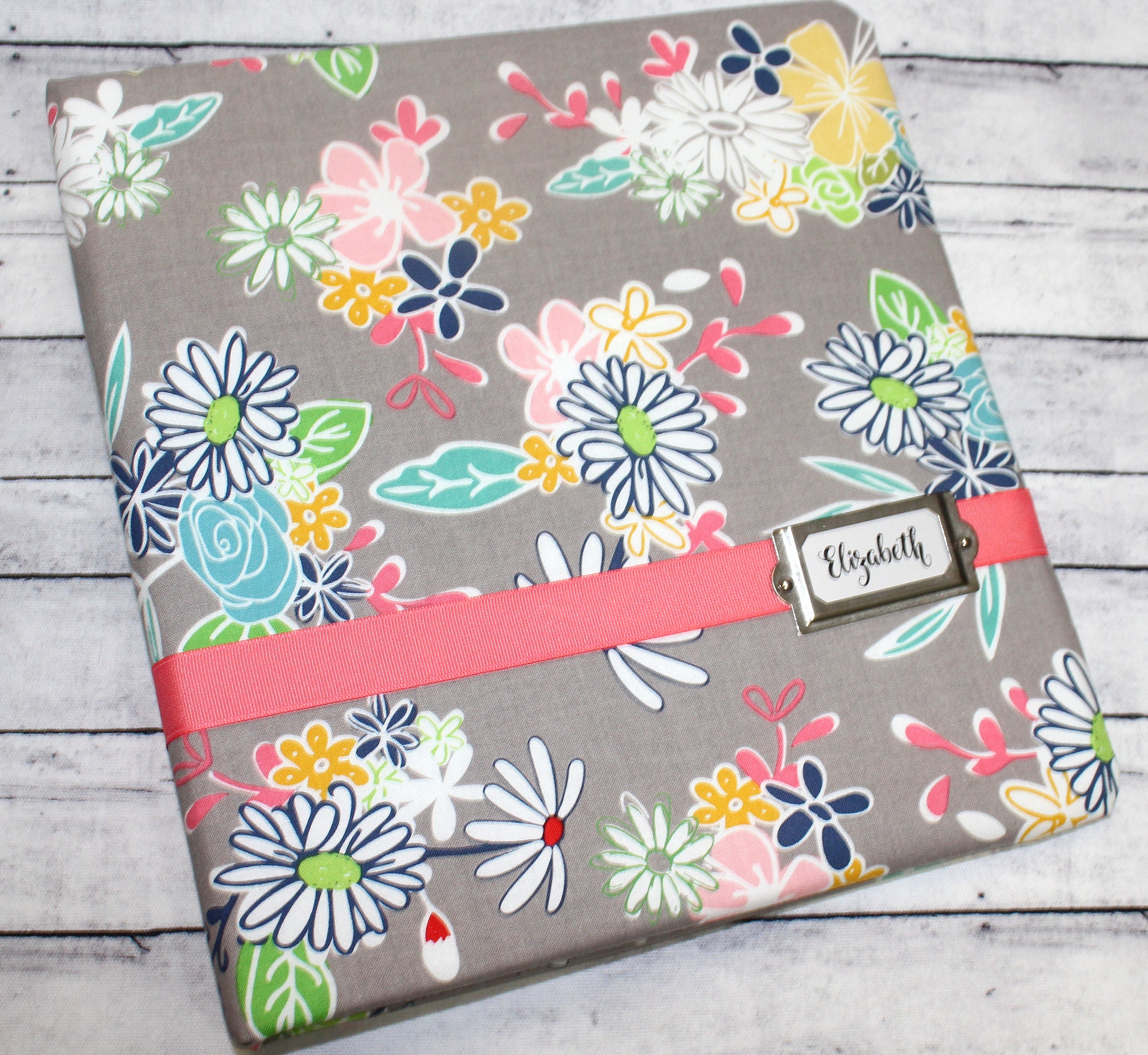 3 Ring Binder, Personalized Binder, Coral and Pink Flowers, Boho