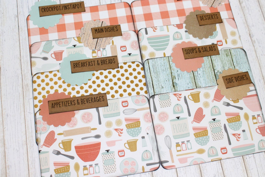 Recipe Dividers, Retro Kitchen Recipe Dividers, Recipe Card Dividers, 4