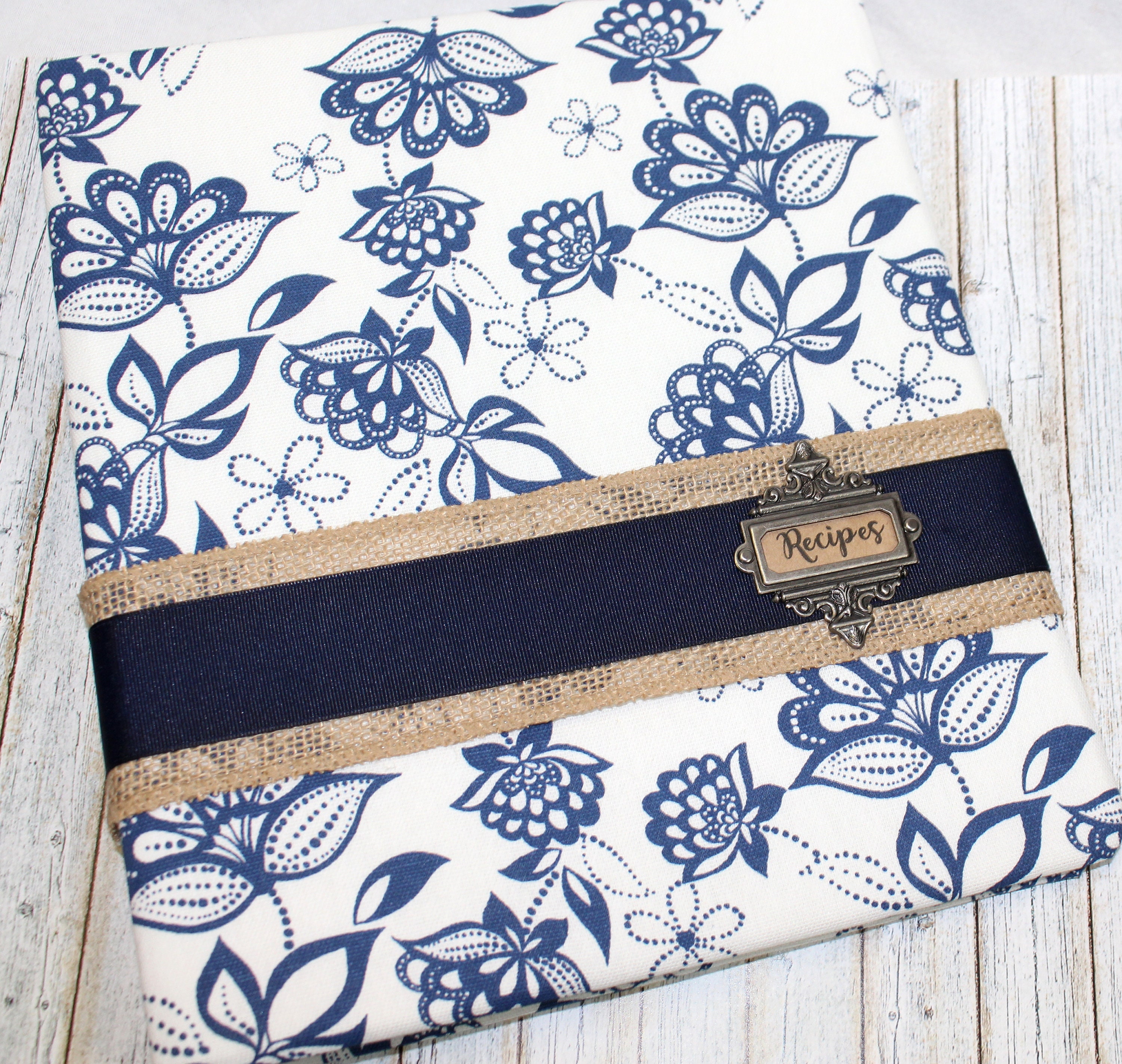 Navy Recipe Binder Recipe Dividers Floral Recipe Binder Etsy