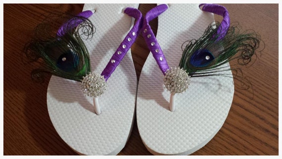 purple flip flops with rhinestones