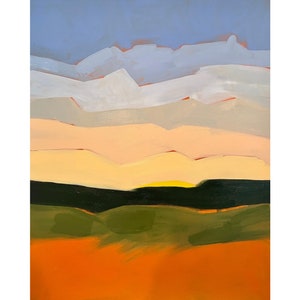 Large abstract landscape painting unframed - Abstract sunset painting acrylic on canvas wall art