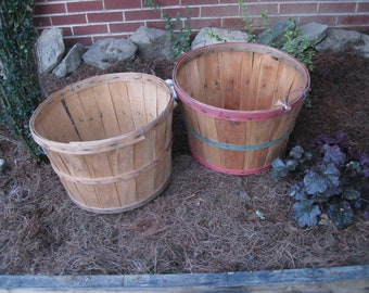 2 Orchard Baskets-2 Bushel Basket-Farmers Apple Baskets-Split Wood Basket-Wooden Garden Basket-Fall Autumn Home Decor-Bushel Apple Baskets