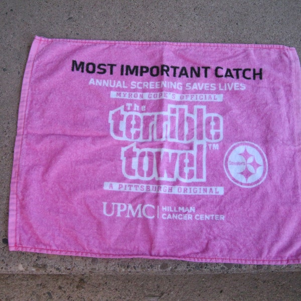 Pittsburgh Steelers Terrible Towel-Myron Cope's Pink and White Terrible Towel-Breast Cancer Awareness-Mancave Steeler Fan-Sports Fan Gift