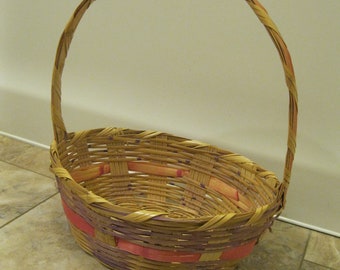 Wicker Easter Basket-Vintage Easter Basket-Retro Easter Basket-Retro Easter Decoration-Easter Basket-Old Fashioned Easter Basket